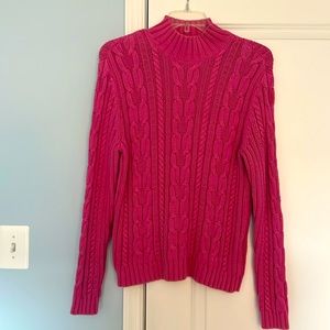 Chap's Cable Stitch Sweater- XL Deep Pink/ Magenta